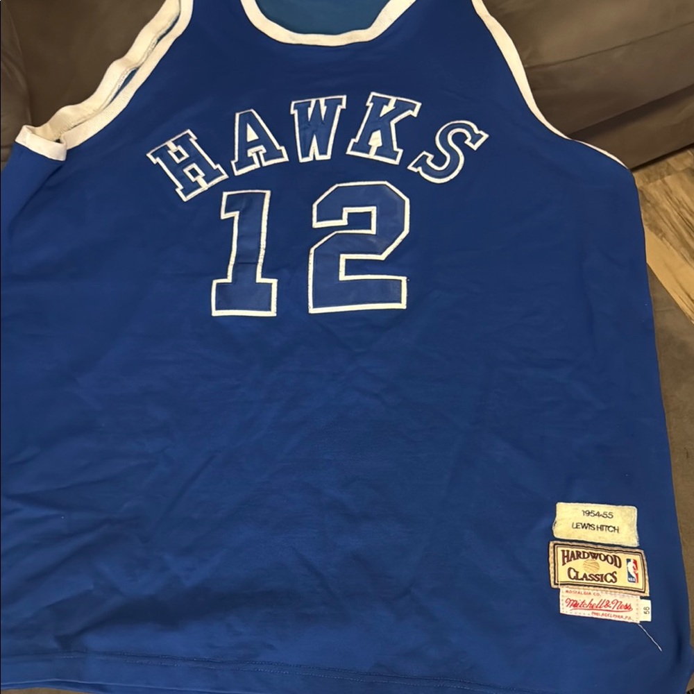 Mitchell & Ness Blue and White Retro Basketball Jersey